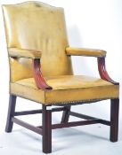 20TH CENTURY ENGLISH LEATHER & MAHOGANY GAINSBOROUGH ARMCHAIR