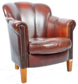 ART DECO STYLE BROWN LEATHER CLUB ARMCHAIR