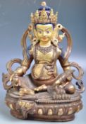 ANTIQUE 19TH CENTURY TIBETAN BRONZE JAMBHALA STATUE