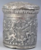 ANTIQUE 19TH CENTURY INDIAN RAJ PERIOD SILVER TEA CADDY