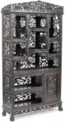 IMPRESSIVE 19TH CENTURY CHINESE CARVED HARDWOOD DISPLAY CABINET