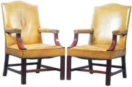 PAIR OF ENGLISH GEORGIAN STYLE GAINSBOROUGH ARMCHAIRS