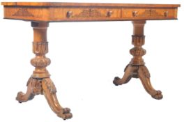 19TH CENTURY VICTORIAN SATINWOOD LIBRARY TABLE / WRITING DESK