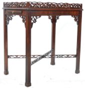 CHIPPENDALE STYLE MAHOGANY SILVER TABLE IN THE CHINESE TASTE