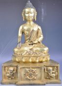 LARGE 19TH CENTURY ANTIQUE GILDED BRONZE BUDDHA