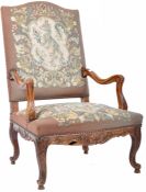18TH CENTURY GEORGIAN WALNUT TAPESTRY ARMCHAIR
