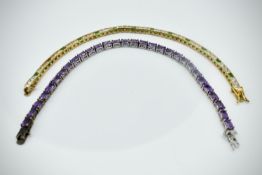 Gilded Silver 925 Tennis Bracelet & Silver 925 Tennis Bracelet