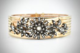 French Antique 18ct Gold & Diamond Bangle