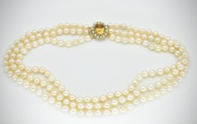 9ct Gold Citrine & Cultured Pearl Necklace