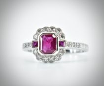 18ct White Gold Ruby & Diamond Ring