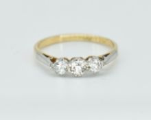 18ct Gold Platinum & Diamond Three Stone Ring