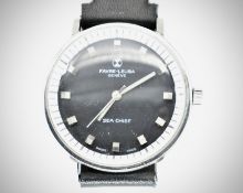 Mid Century Favre-Leuba Black Faced Sea Chief Wristwatch