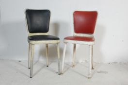 GOOD PAIR OF RETRO MID CENTURY ALUMINUM FRAMED AMERICAN KITCHEN DINERCHAIRS