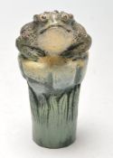 VINTAGE STYLECOLD PAINTED BRONZE SWAGGER STICK HANDLE IN THE FORM OF A TOAD