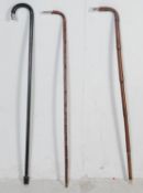 COLLECTION OF THREE EARLY 20TH CNETURY SILVER TIPPED HALLMARKED CANES