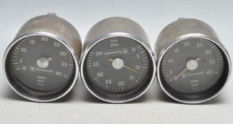 THREE VINTAGE RETRO THORNYCROFT VDO RPM GAUGES