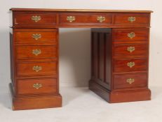 VICTORIAN STYLE MAHOGANY & LEATHER TWIN PEDESTAL DESK