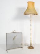 MID CENTURY BRASS STANDARD LAMP & FIRE SCREEN