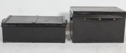 TWO EARLY 20TH CENTURY METAL SHIPPING TRUNKS