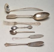 GROUP OF ANTQUE AND LATER SILVER FLATWARE