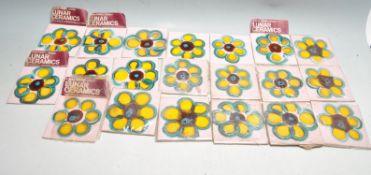LARGE COLLLECTION OF RETRO 1970S LUNAR CERAMICS TILES DESIGNED BY JEAN POWELL.
