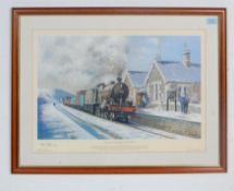 RAILWAY INTEREST - STEAMING THROUGH THE SNOW AT BITTON - LTD ED PRINT