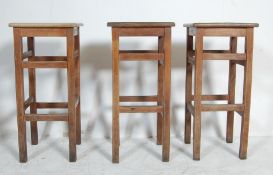 3 RETRO 20TH CENTURY BEECHWOOD LABORATORY STOOLS
