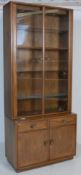 ERCOL - LUCIEN ERCOLANI - VINTAGE LATE 20TH CENTURY GLAZED BOOKCASE CABINET VITRINE