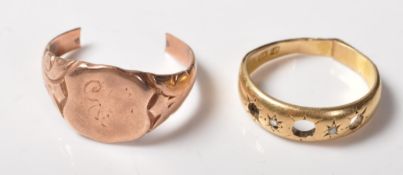 TWO ANTIQUE 18CT & 9CT GOLD RINGS