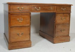 VICTORIAN STYLE MAHOGANY AND LEATHER TWIN PEDESTAL DESK