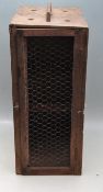 VINTAGE 20TH CENTURY WOODEN EXOTIC BIRD CARRIER SHIPPING CRATE