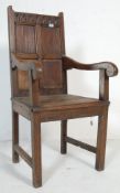 18TH CENTURY CARVED OAK WAINSCOT CHAIR - ARMCHAIR