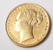 1872 VICTORIAN GOLD FULL SOVEREIGN COIN