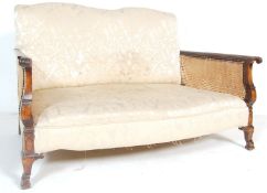 EDWARDIAN MAHOGANY & CANE WORKED BERGERE SOFA