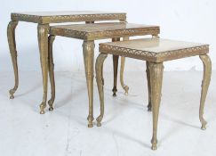 RETRO VINTAGE 1970S ALABASTER AND BRASS NEST OF TABLE