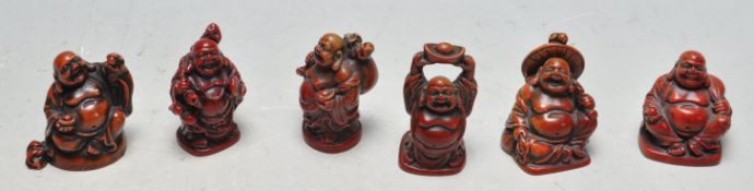 SIX 20TH CENTURY MINIATURE LAUGHING BUDDHA