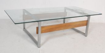 VINTAGE RETRO 20TH GLASS AND METAL COFFEE TABLE