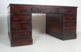 20TH CENTURY GEORGE III REVIVAL TWIN PEDESTAL DESK