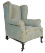 EDWARDIAN MAHOGANY WING BACK CHESTERFIELD ARMCHAIR