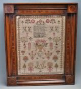 ANTIQUE 19TH CENTURY WILLIAM IV PERIOD SAMPLER IN FRAME