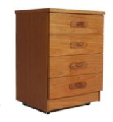 LATE 20TH CENTURY TEAK VENEER AUSTINSUITE PEDESTAL CHEST OF DRAWERS