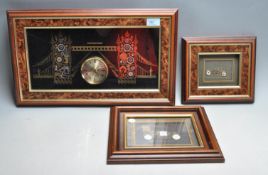 THREE VINTAGE 20TH CENTURY KEN BROADBENT WATCH PARTS COLLAGES PICTURE FRAMES
