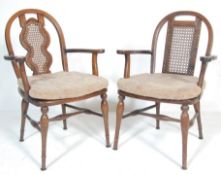 PAIR OF LATE 20TH CENTURY OAK & RATTAN DINING CHAIRS