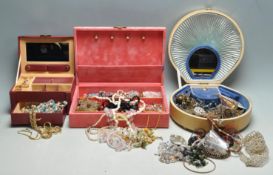 COLLECTION OF VINTAGE 20TH CENTURY COSTUME JEWELLERY IN THREE VINTAGE JEWELLERY BOXES