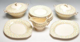 EARLY 20TH CENTURY ART DECO TITIAN WARE HAND PAINTED POLKA DOT DINNER SERVICE