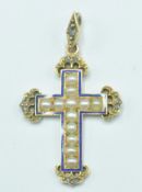 VICTORIAN GOLD PEARL AND DIAMOND CRUCIFIX PENDANT
