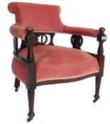 EDWARDIAN MAHOGANY SALON / PARLOUR TUB ARMCHAIR