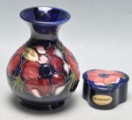 TWO 20TH CENTURY MOORCROFT CERAMIC PORCELAIN CABINET ITEMS