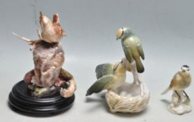 GROUP OF THREE 20TH CENTURY CERAMIC BIRD ORNAMENTS