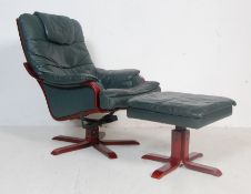 VINTAGE RETRO 20TH CENTURY STRESSLESS STYLE ARMCHAIR AND STOOL